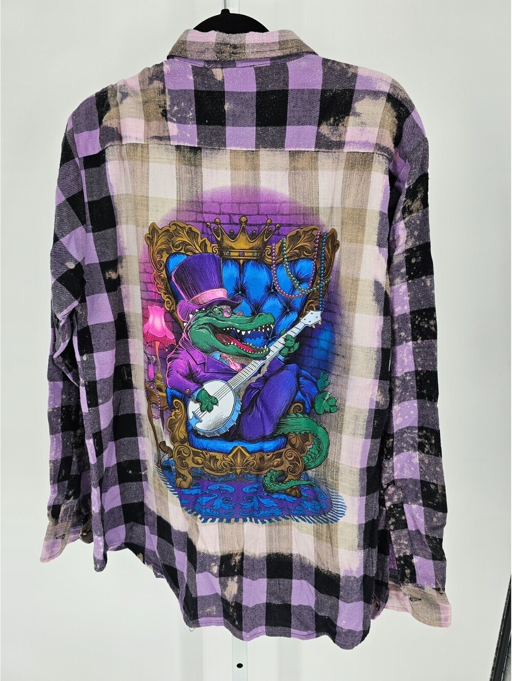 Universal Studios Florida Mardi Gras 2024 Adult 2XL Flannel Shirt Alligator - Picture 1 of 5